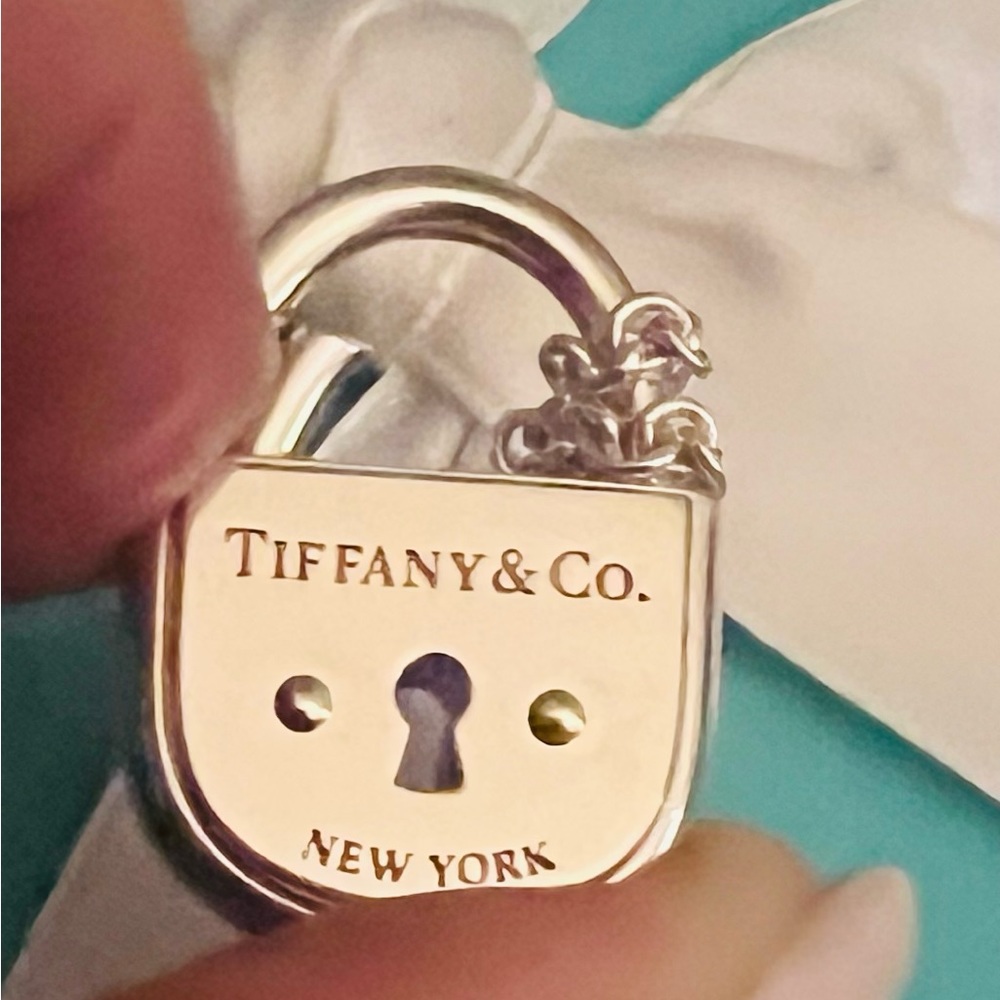 Authentic Tiffany & Co. Arc Lock Keyhole Love Pendant Sterling Silver 10…